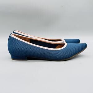 Vionic Shoes Womens 10 Blue Dahlia Knit Ballet Flats Pointed Toe Slip On Comfort